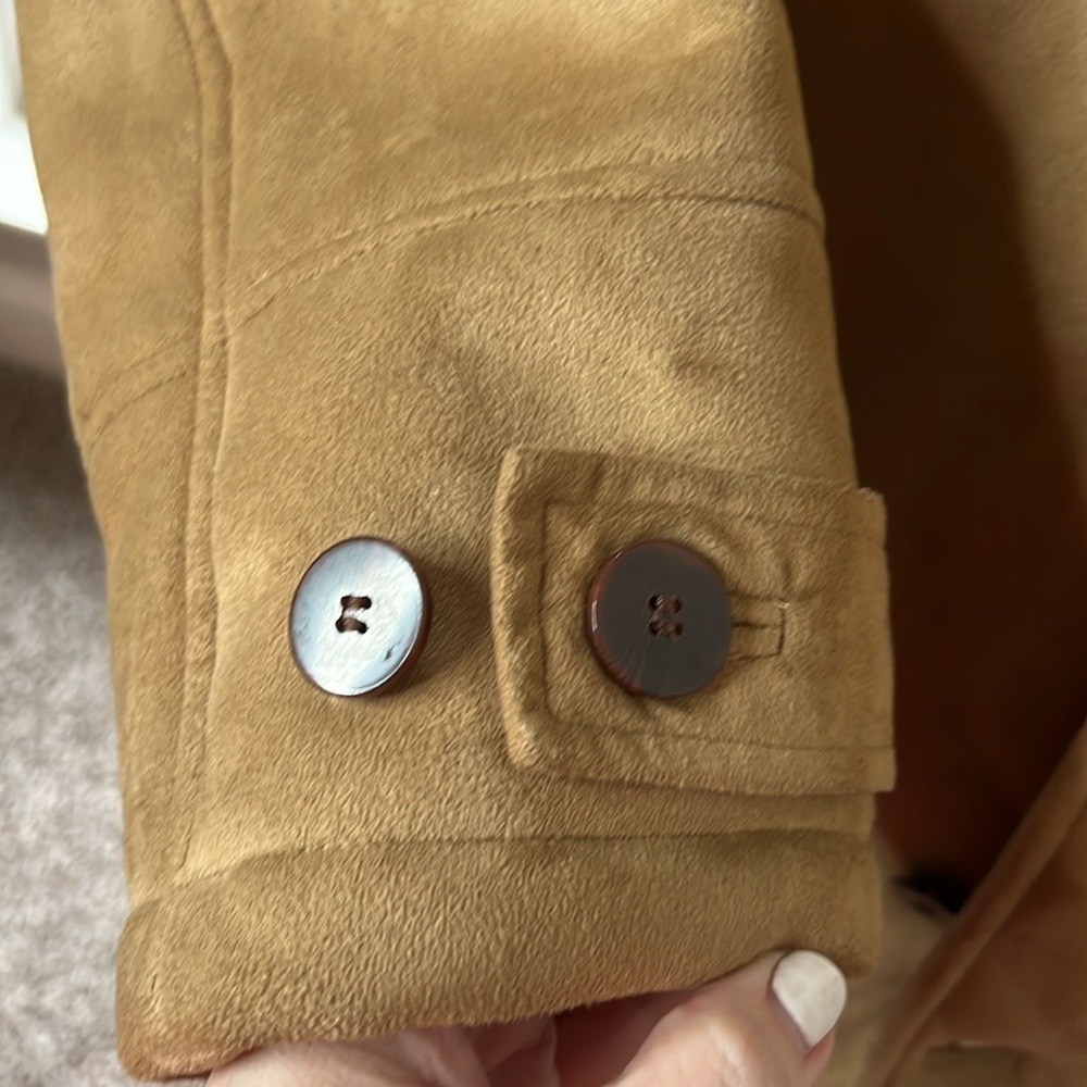RFT Rainforest Mens Faux Sherpa Pockets Button Up Coat Beige/ Gray M - Picture 9 of 15